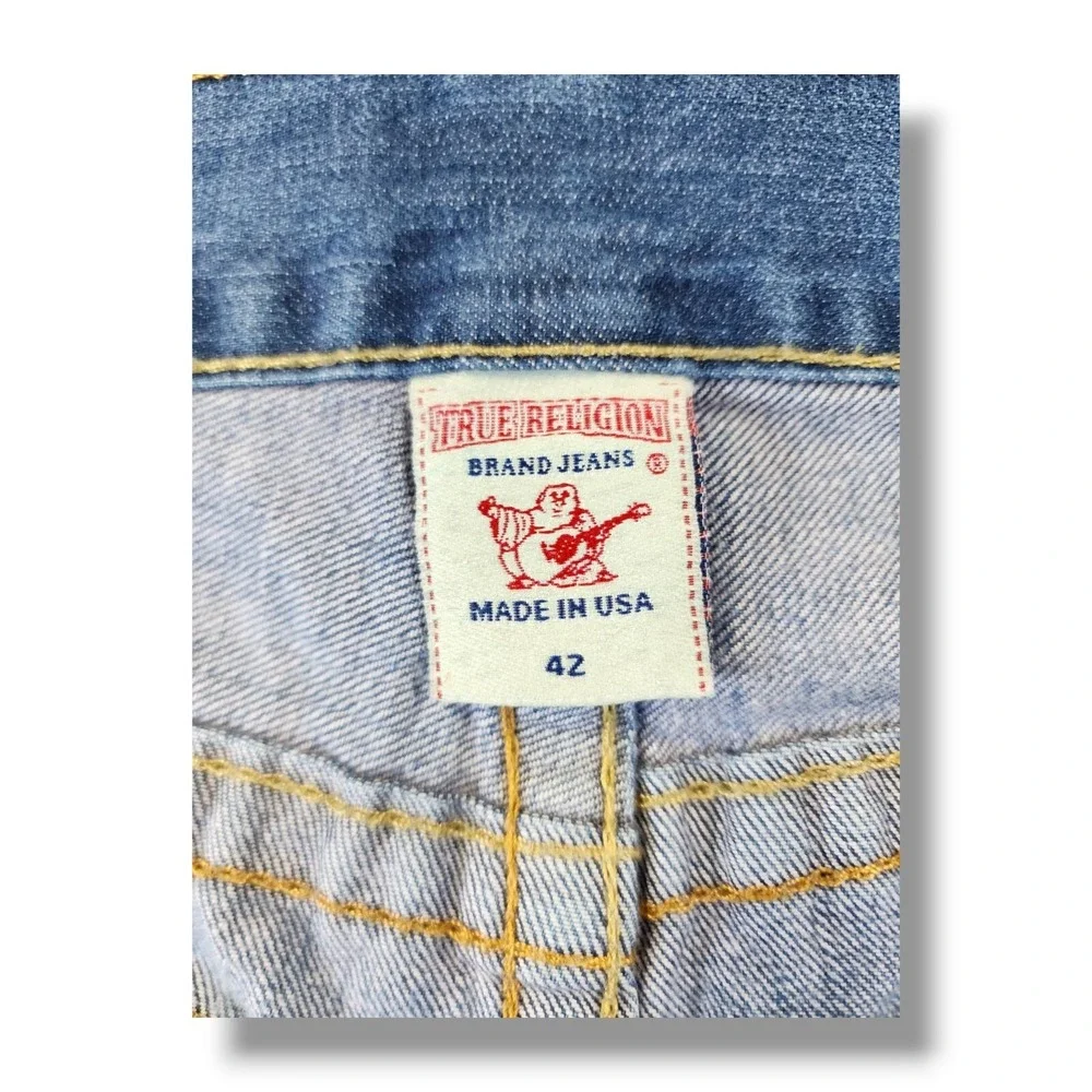 Vintage TRUE RELIGION Section STRAIGHT Size 42x28.5‎ Denim Jeans Made In USA